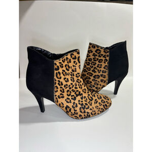 EXPRESS Animal Print Ankle Boots, Zip, Heels, Size 8